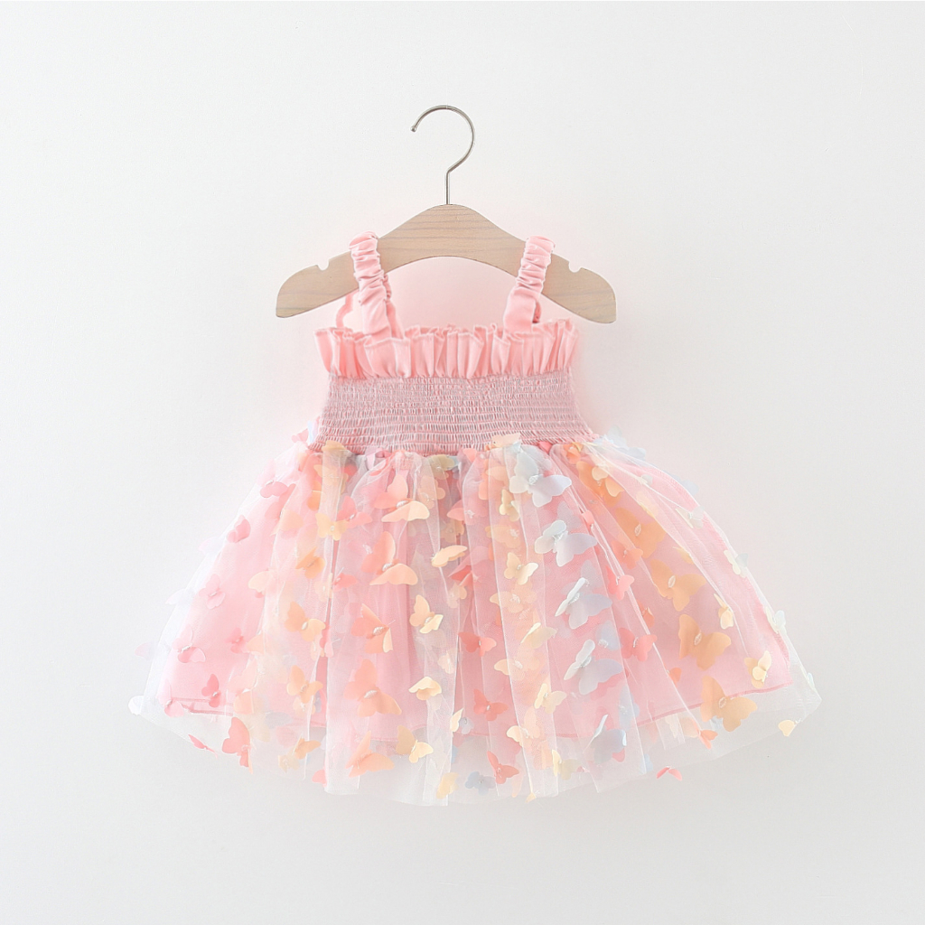 Dress Sayap Kupu Kupu Import Gaun Pesta Anak Kostum Princess Butterfly