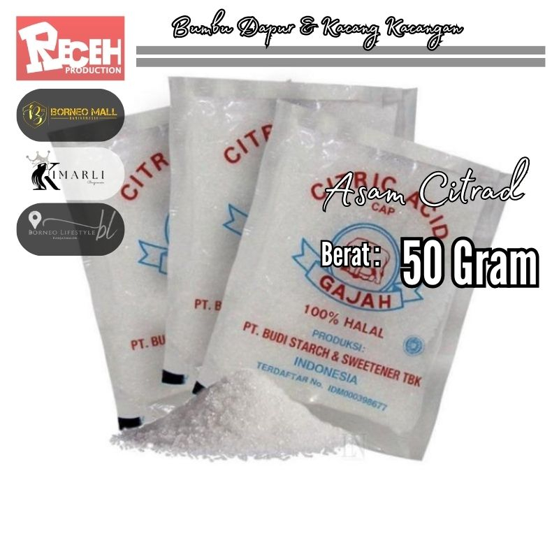 

Citric Acid Cap Gajah / Citrun zuur / Asam Citrat (50 gram)