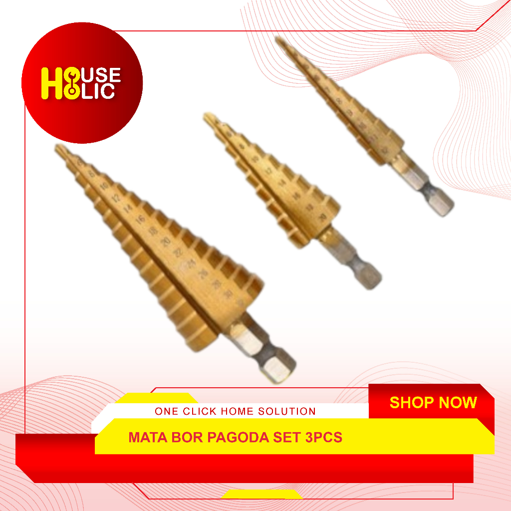 HASSTON Mata Bor Pagoda Multi Set 3 Pcs / HSS Titanium Coated 0501-009
