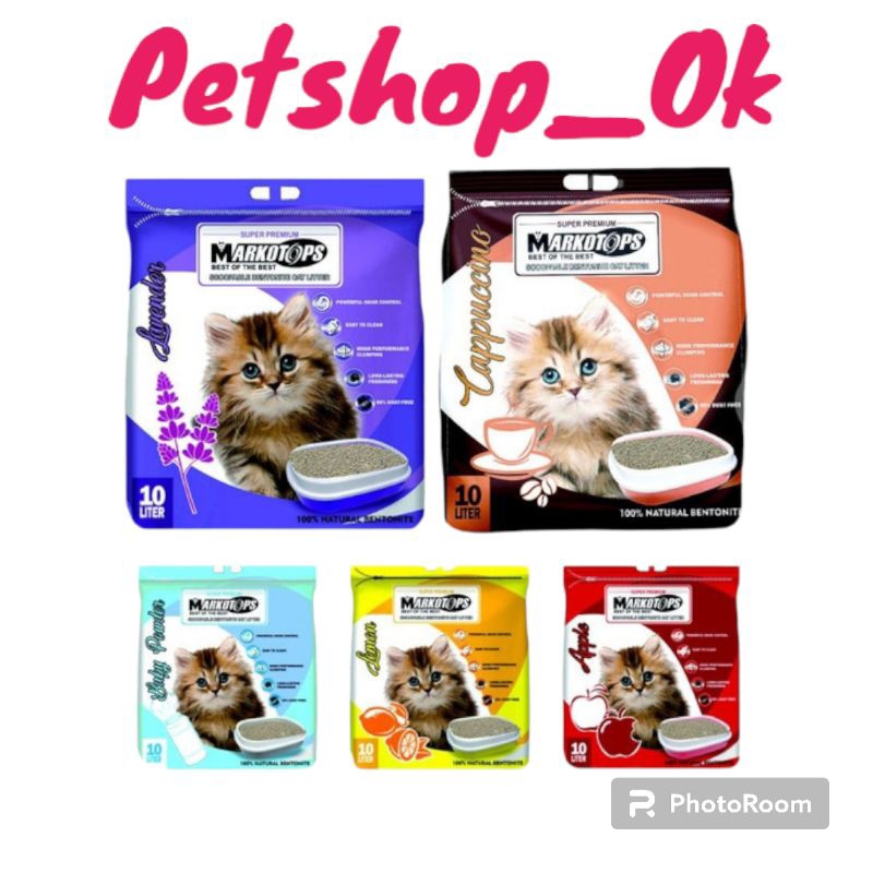 Pasir Gumpal Markotops 10L / Pasir gumpal wangi / Pasir kucing