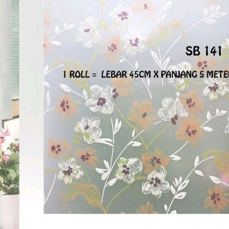 sticker kaca sunblast motif bunga minimalis