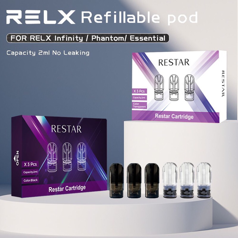 RELX Refillable Cartridge Restar Compatible Infinity Essential Pods Isi Ulang Liquid