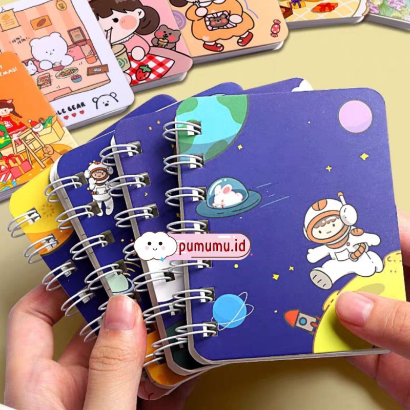 [PUMUMU] BK05 Notebook Ring Motif Spiral Mini A7 / Buku Catatan Mini Ring / Memo Tulis / DiaryBook /