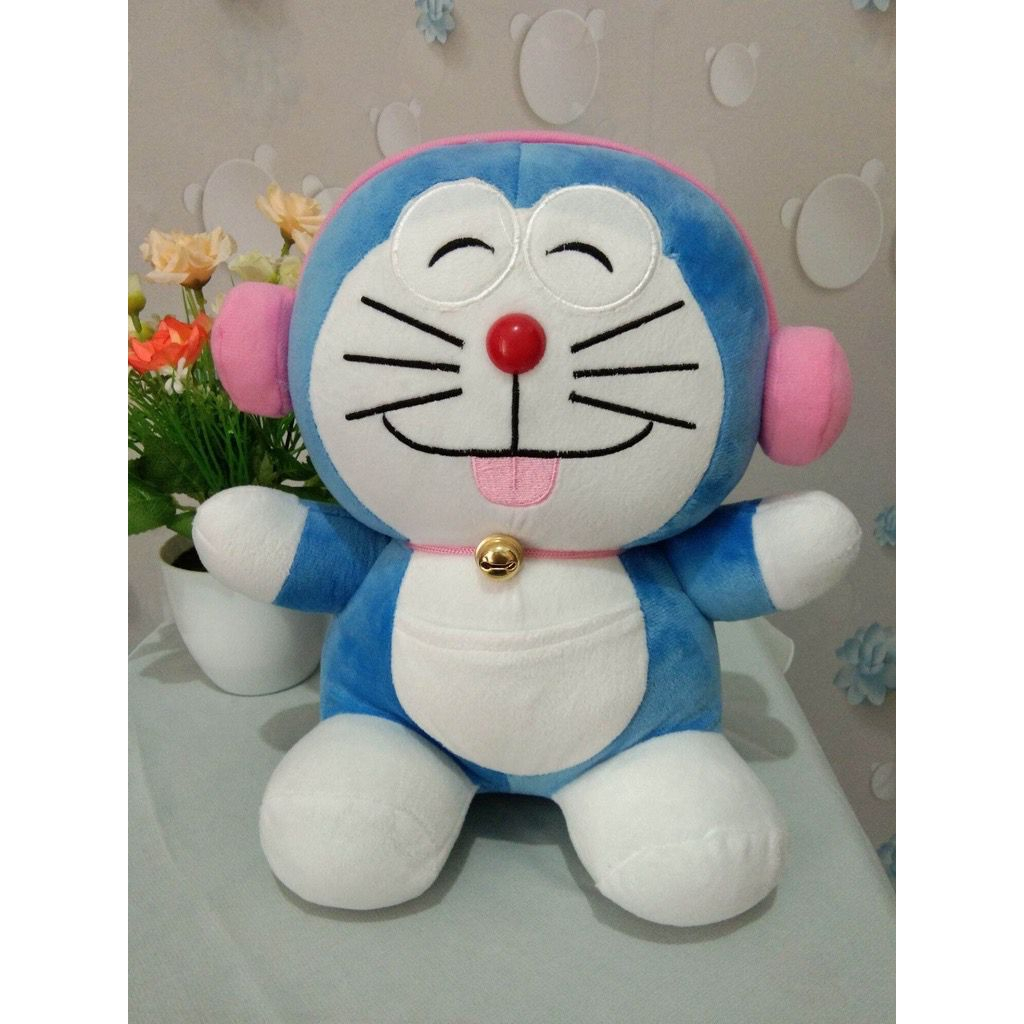 Boneka Doraemon Pake Headsheat Pink / Boneka Doraemon / Doraemon