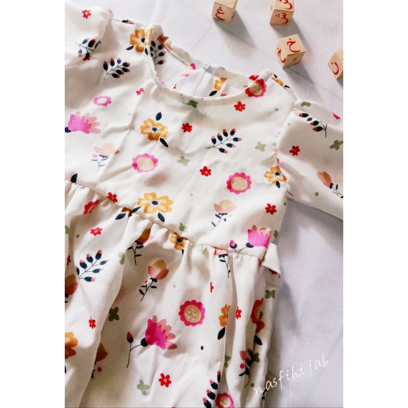 Gamis anak katun rayon 1-2th rayon adem motif bunga