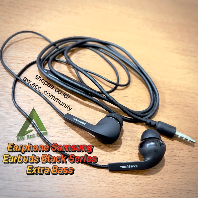 Handsfree Samsung Rarbuds Black Edition Extra Bass Earphone Full Black Samsung A02 A03 A04 A11 A12 A13 A14 A50 A22 A31 A32 A51