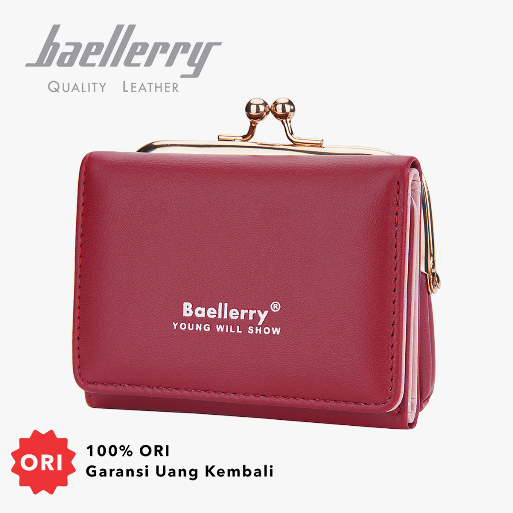 BAELLERRY N8321 Dompet Wanita Lipat Kecil 2 IN 1 Bahan Kulit PU Leather Premium WATCHKITE WKOS