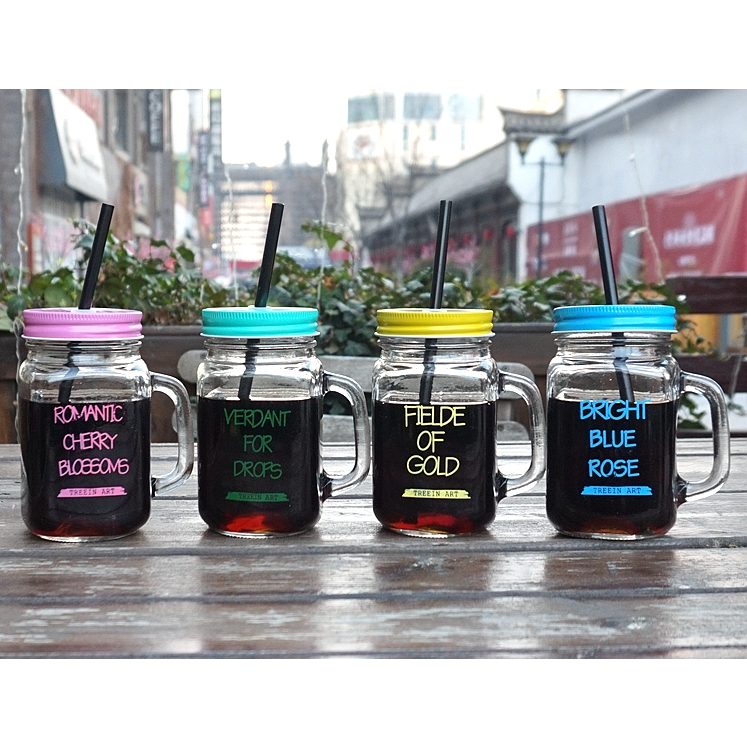 Cangkir Gelas Kaca Motif Kata MMS Glass Mug Drinking Jar