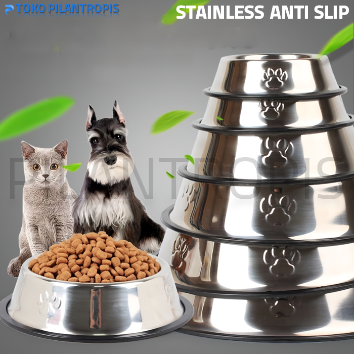 WADAH TEMPAT MAKAN KUCING ANJING STAINLESS PET BOWL STAINLESS MANGKOK MANGKUK MAKAN KUCING MURAH