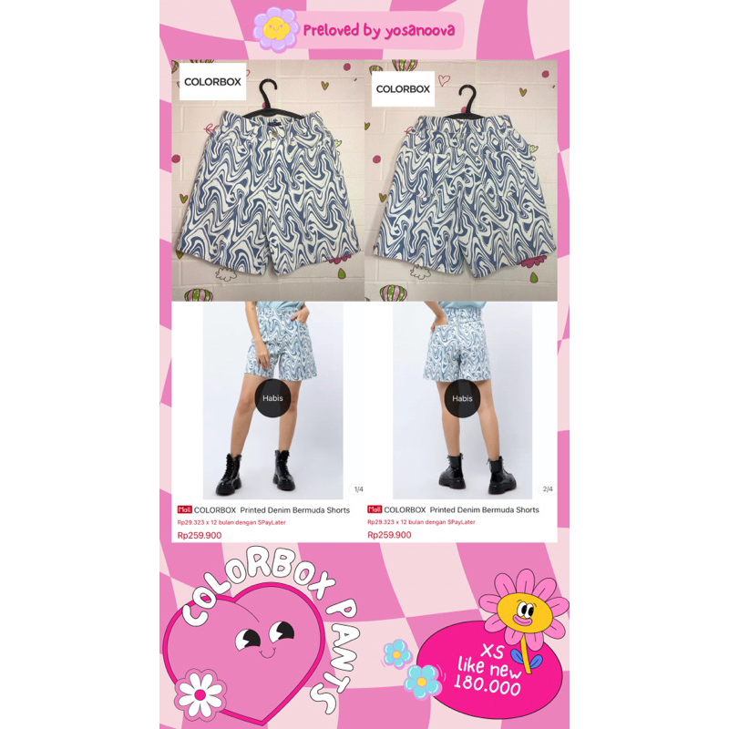 [PRELOVED] Colorbox Printed Denim Bermuda Shorts