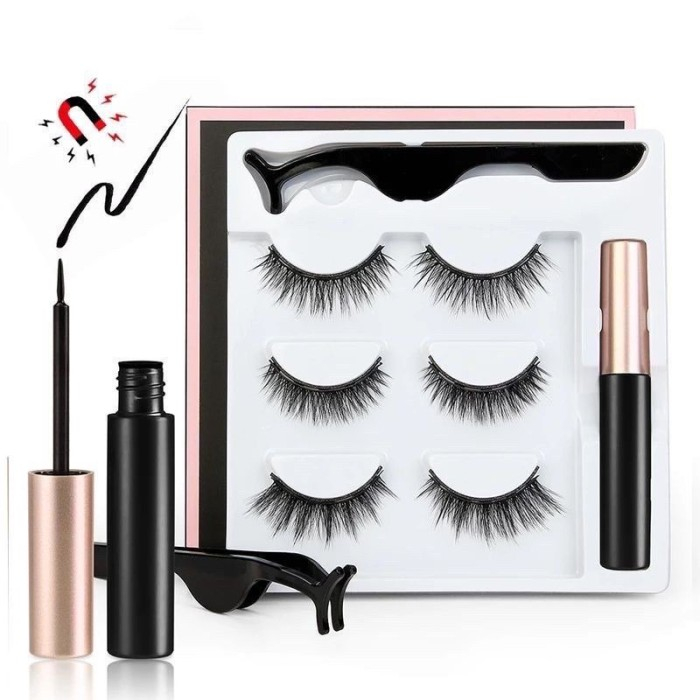 Bulu Mata Magnetic Eyelash 1set 3pasang magnet Eyelashes + EYELINER