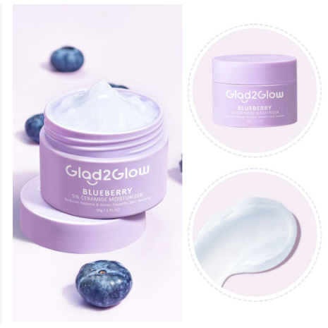 (BPOM) Glad2Glow 5% Blueberry Moisturizer Cream 5x Ceramide Skin Barrier Repair 25gr/Pelembab wajah/Moisturizer pencerah wajah