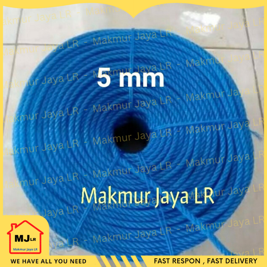 

Tali Tampar ROLL 5mm / Tali Tambang Plastik 5 mm ROLL / Plastic Rope 5 mm per ROLL / Nylon Rope / Tali ikat