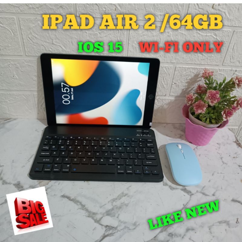 CUCI GUDANG IPAD AIR 2/64GB IOS 15 BISA DOWNLOAD APLIKASI WI-FI ONLY