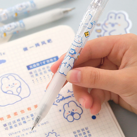 MMM Pulpen Aesthetic Lucu Motif Bear Pena Gel 0.5mm Warna Hitam Pen Tinta Gel Mekanik Ujung Lancip Bolpoin Cetek Cetekan Alat Tulis Kantor Cute Ballpoint School Stationery ATK Murah Import