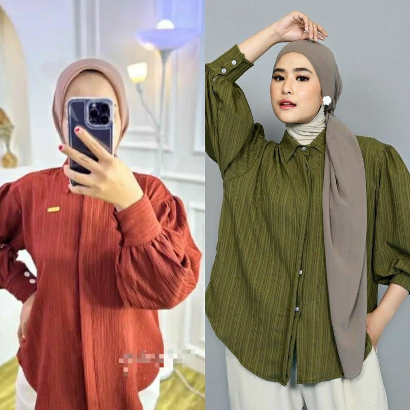 DB - Kemeja Lady Crush Lengan Balon Lalita Atasan Blouse Wanita Lady Crush - Kemeja Viral Kekinian Wanita