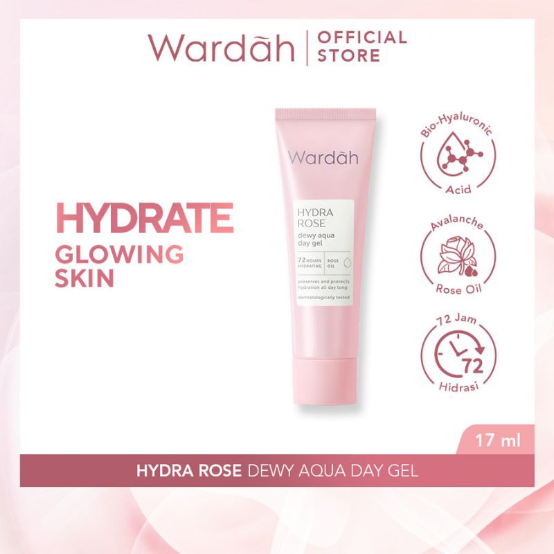 Wardah Hydra Rose Dewy Aqua Day Gel 17ml &amp; 40g | Pelembab Wajah