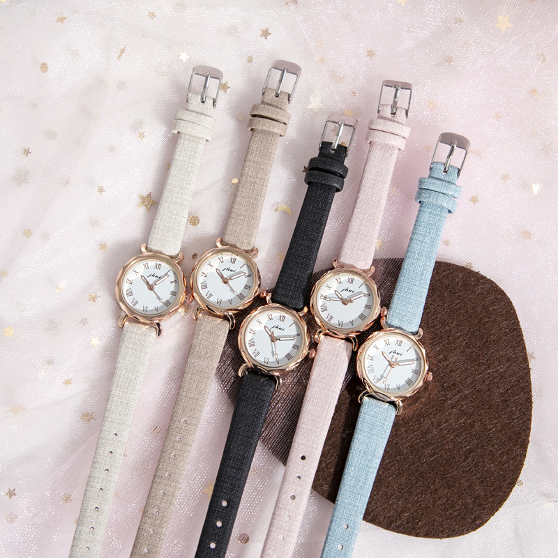 Jam Tangan Harajuku Wanita Kecil Analog Quartz Romawi Fashion Wanita Import