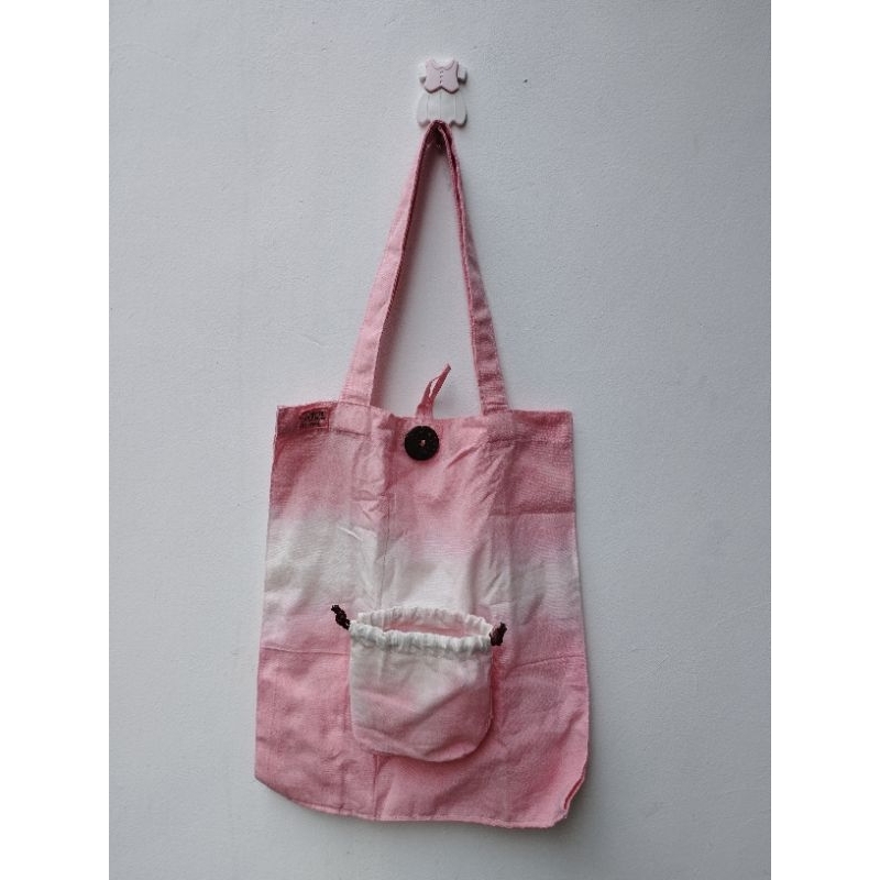 Canvas Totebag Motif Tie Dye Baby Pink Handmade