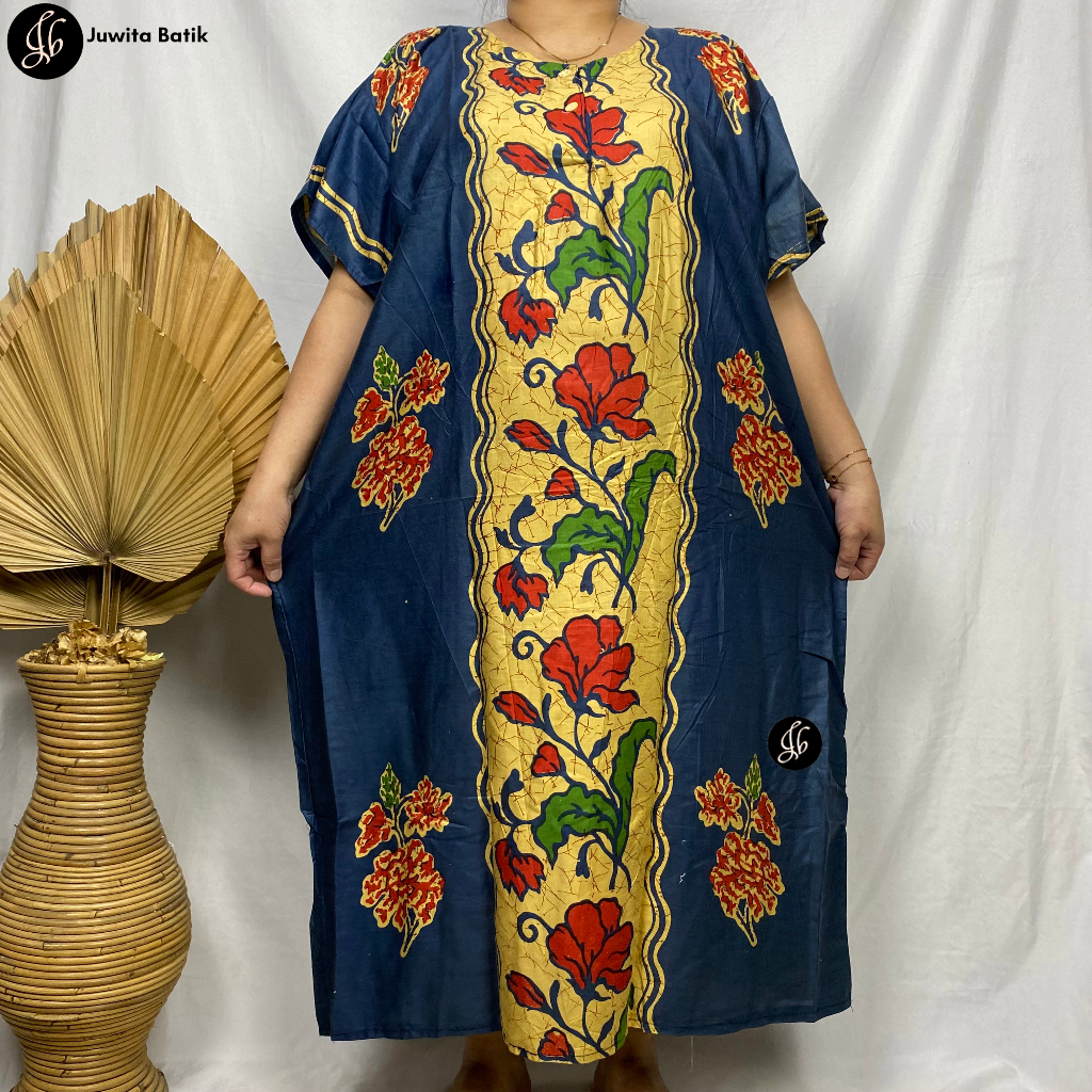 Juwita Batik - Daster Ibu Jumbo LD 130 Busui Friendly Motif Mawar Tengah Pola