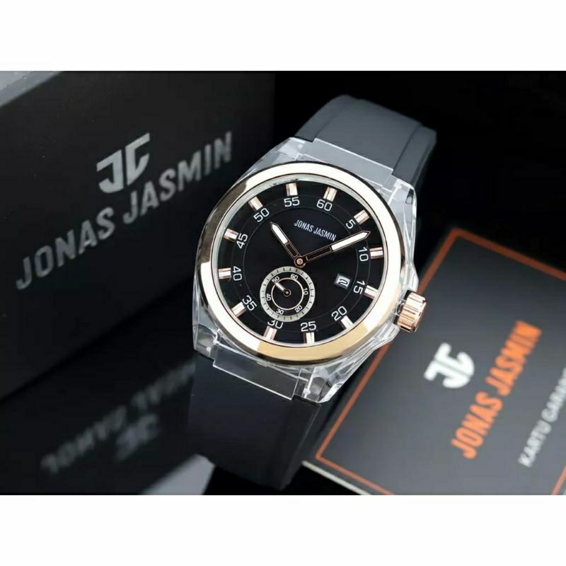 PROMO BOMBASTIS! Jam Tangan Jonas Jasmin 5319 Original Pria Rubber Chrono Kasual Garansi