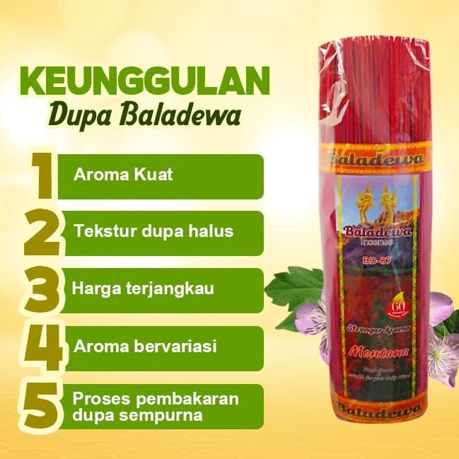 Dupa/ Hio Wangi Harum Baladewa 39 cm 1.5 Kg 1.4 mm Montana merah