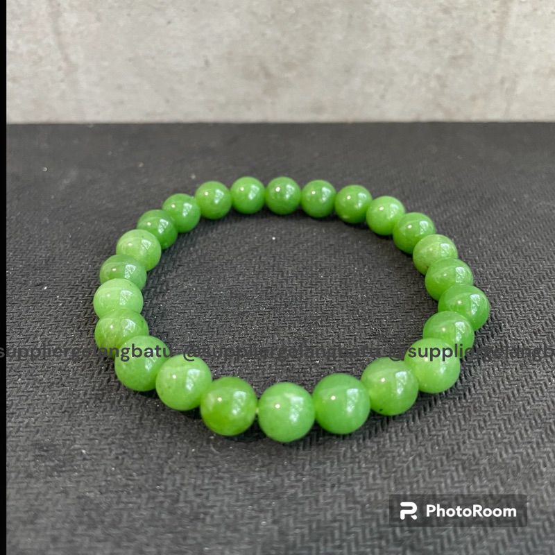 Gelang batu alam black jade aceh muda 8mm serat tembus cahaya