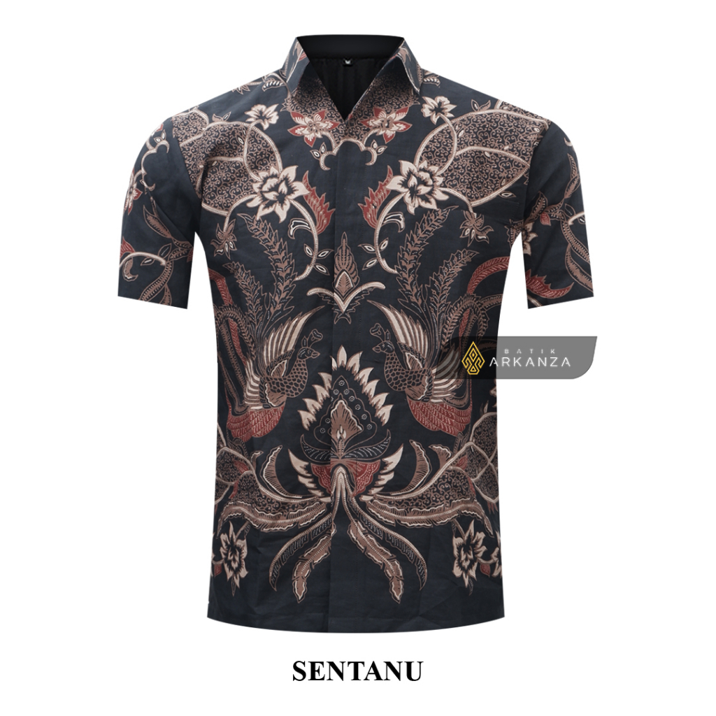 BATIK ARKANZA Motif SENTANU Hem Atasan Kemeja Baju Batik Pria Cowok Laki Laki Slimfit Full Lapis Furing Lengan Panjang Lengan Pendek Original Asli