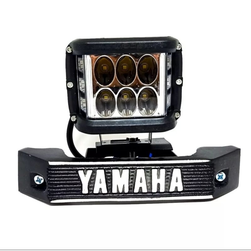 [PAKET HEMAT] Lampu Depan LED 6 Mata Red+Bleu 4594 Plus Breket Kumis Motor Yamaha RX King