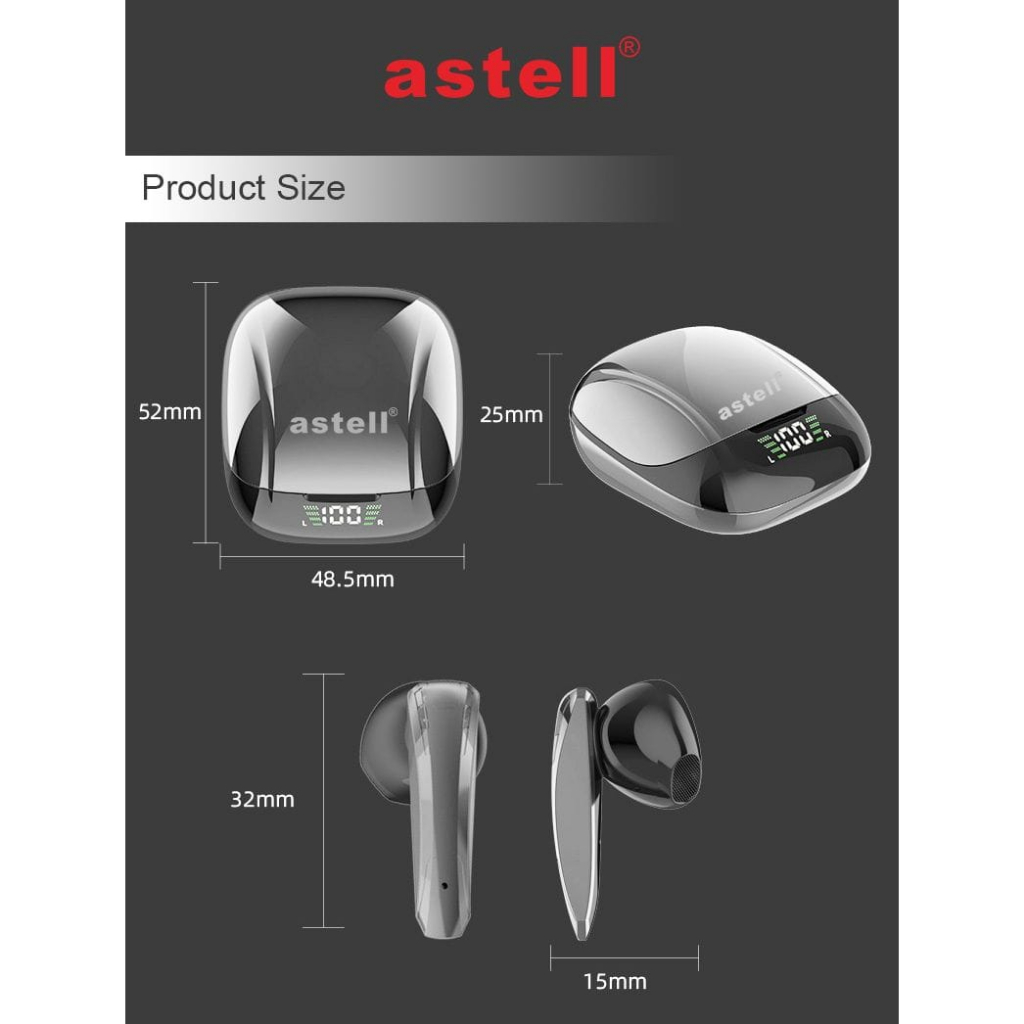 TWS Astell E-68 Earphone Classic Rock Headset Wireless Bluetooth 5.0 Earbuds Hifi Stereo Heavy Bass