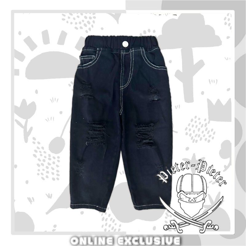 Celana Jeans Riped Sobek Unisex Cowok Cewek Usia 1-13tahun