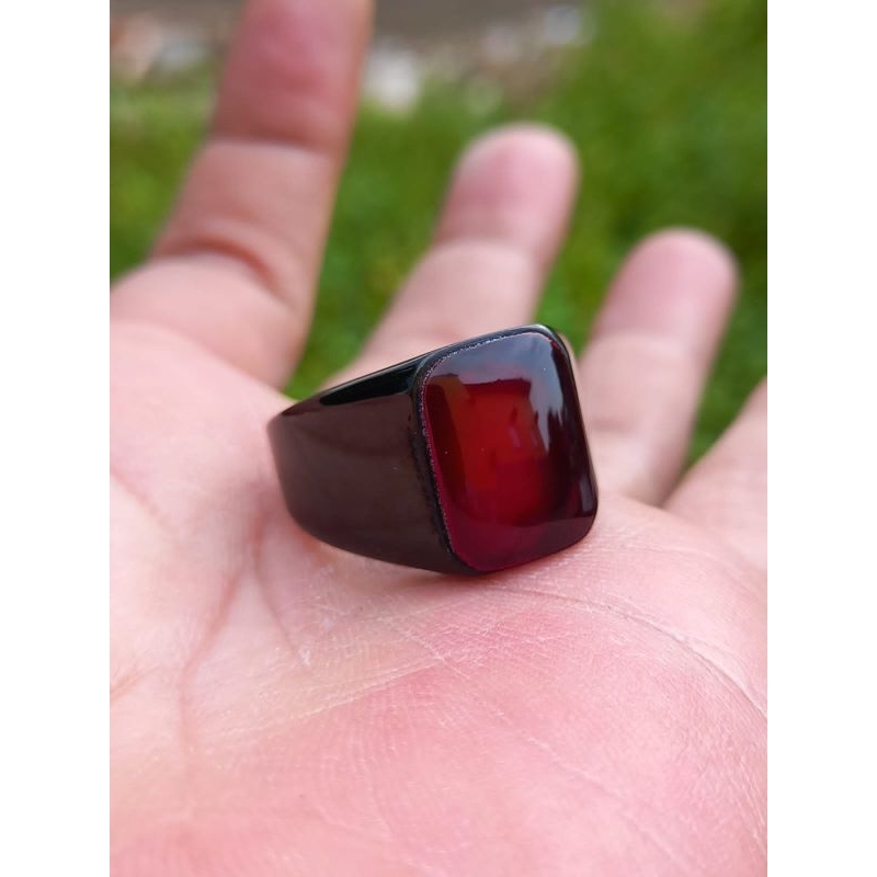 cincin pria/cincin batu akik red baron garansi asli