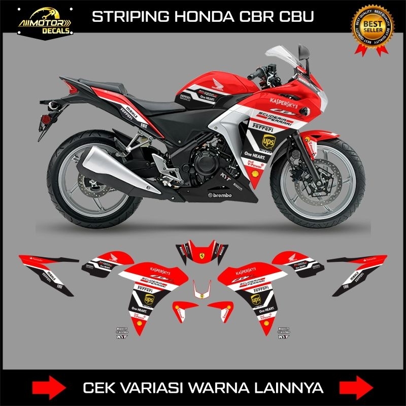 Striping Honda Cbr 250R Cbu Livery Ferrari / Decal Stiker Motor Cbr250R 2011,2012,2013 SemiFull / St