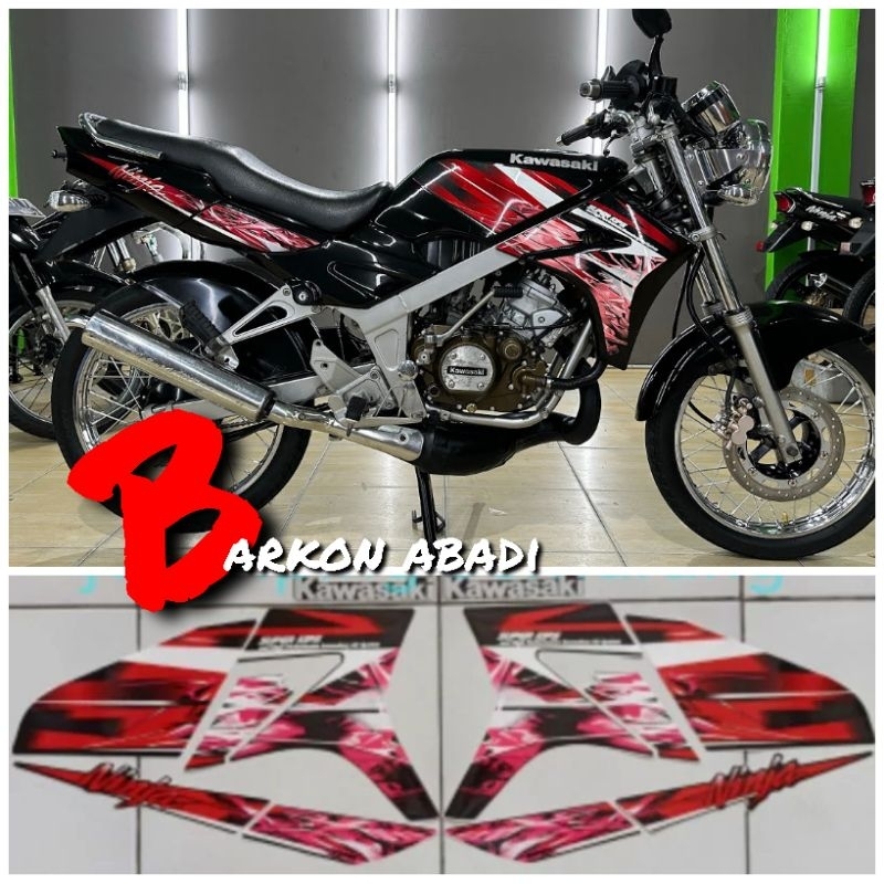 sticker Striping NINJA R 150 type M GOOD QUALITY 2010 hitam merah original