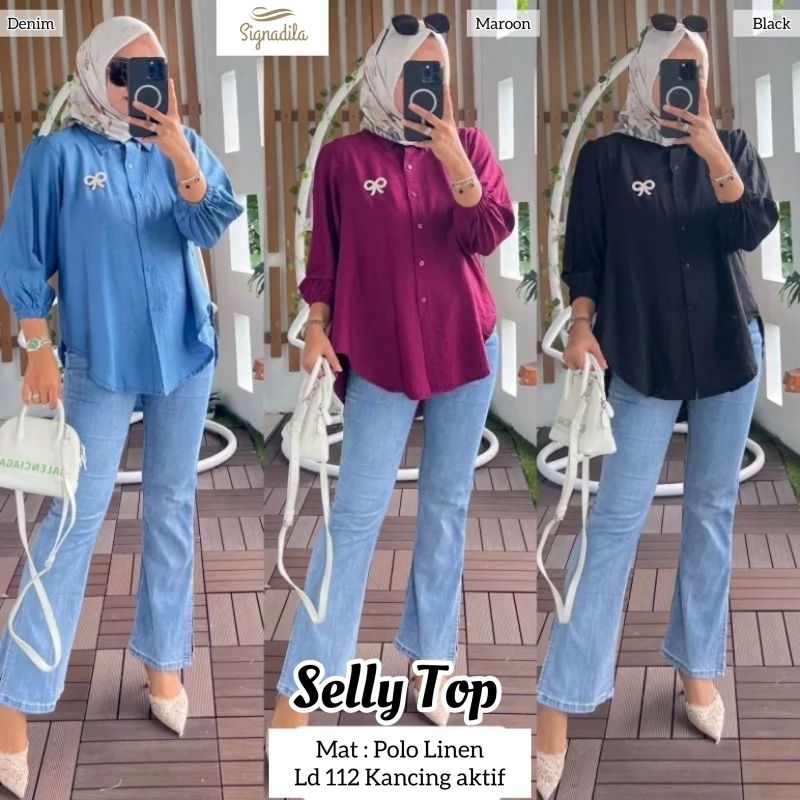 SELLY BLOUSE/BLOUSE POLOS KANCING AKTIF/KEMEJA POLOS WANITA BY SIGNADILA