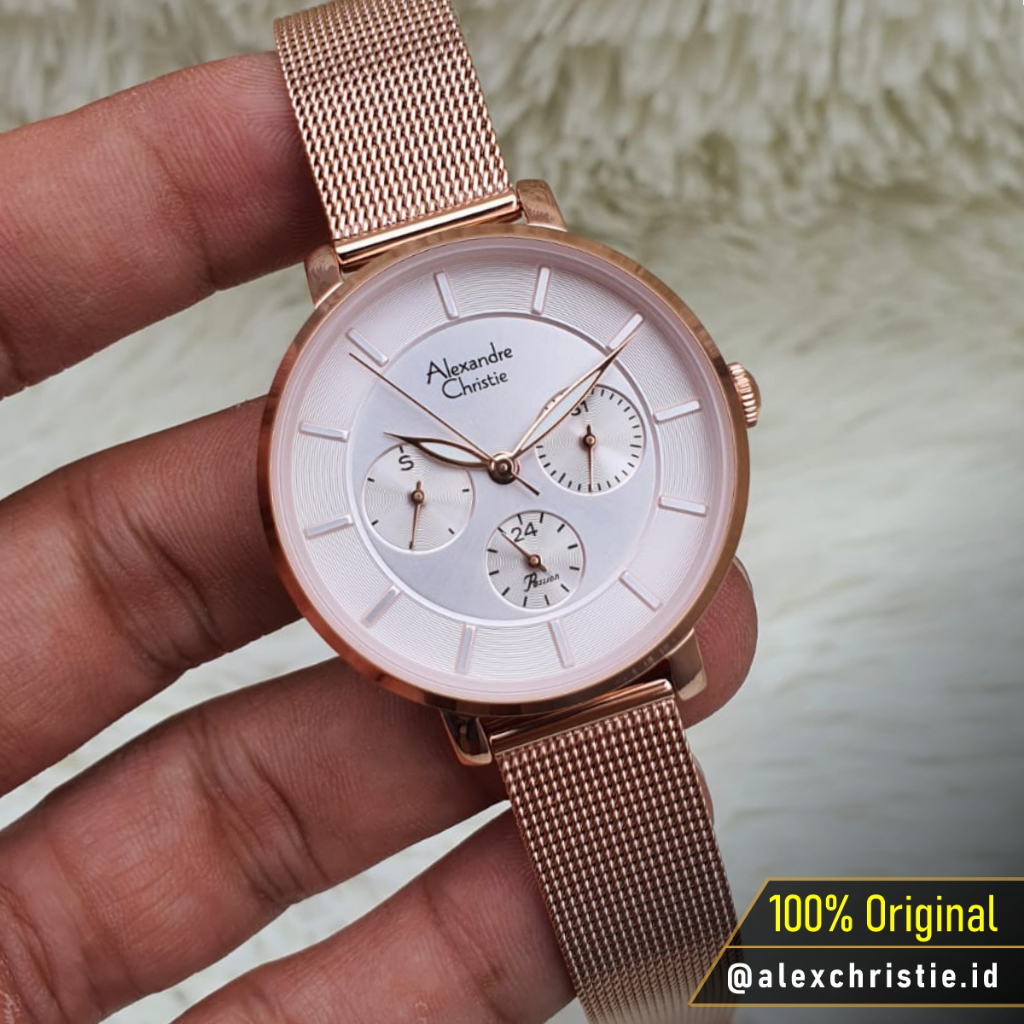 New 2023 Alexander Christie Wanita AC 2A55BF Rosegold Original - Jam Tangan Alexandre Christie