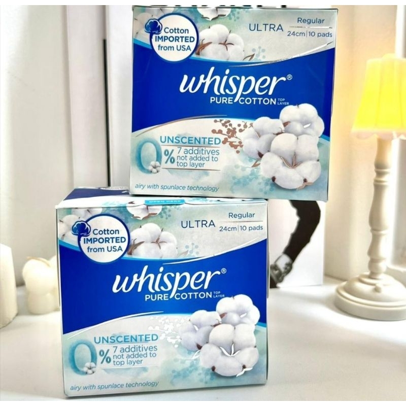 Whisper Pure Cotton Unscented Sanitary Pad 24 Cm isi 10