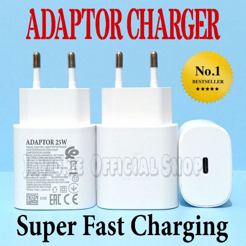 Batok Adaptor Kepala Charger Casan Cas S4MSUNG A14 A24 M14 4G 5G 25W 45W Original Super Fast Charging USB C to TYPE C