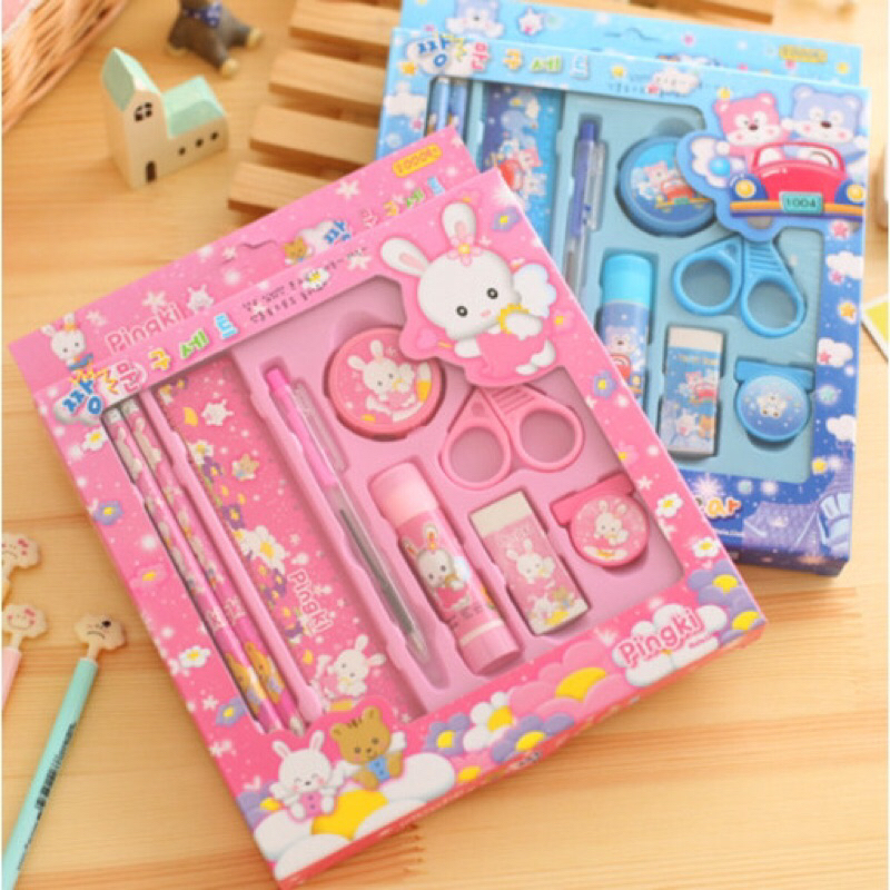 

️Paket Alat Tulis Set 9 In 1 Mini Stationery Set Karakter Set Alat Tulis Anak Kado Souvenir