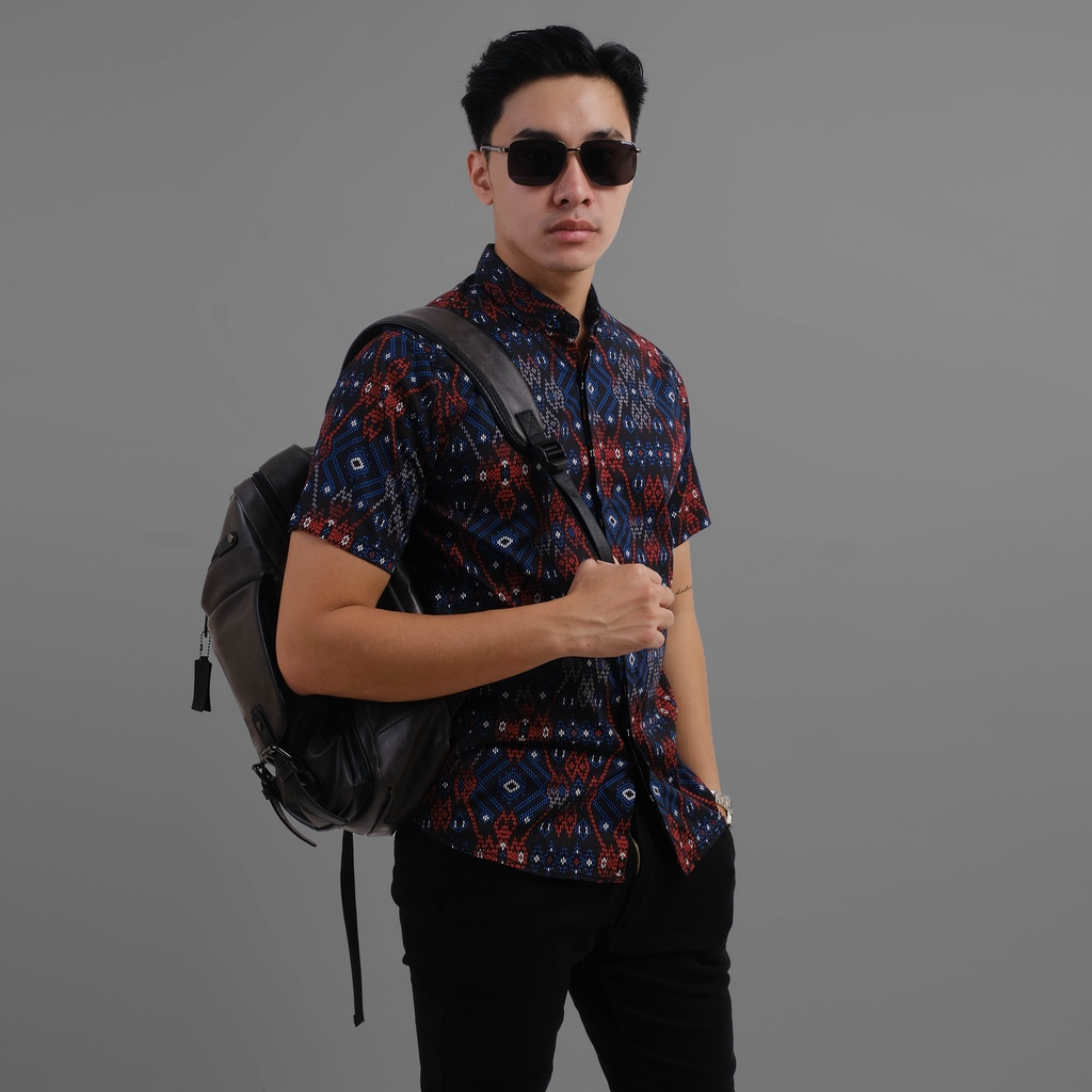 Maciku.id Kemeja Batik Pria Lengan Pendek Songket / Baju Batik Cowok