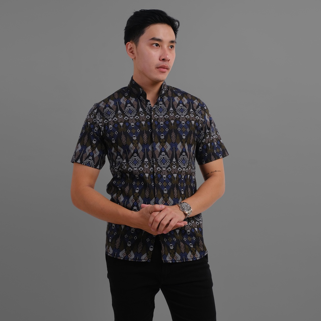 Maciku.id Kemeja Batik Pria Lengan Pendek Songket / Baju Batik Cowok