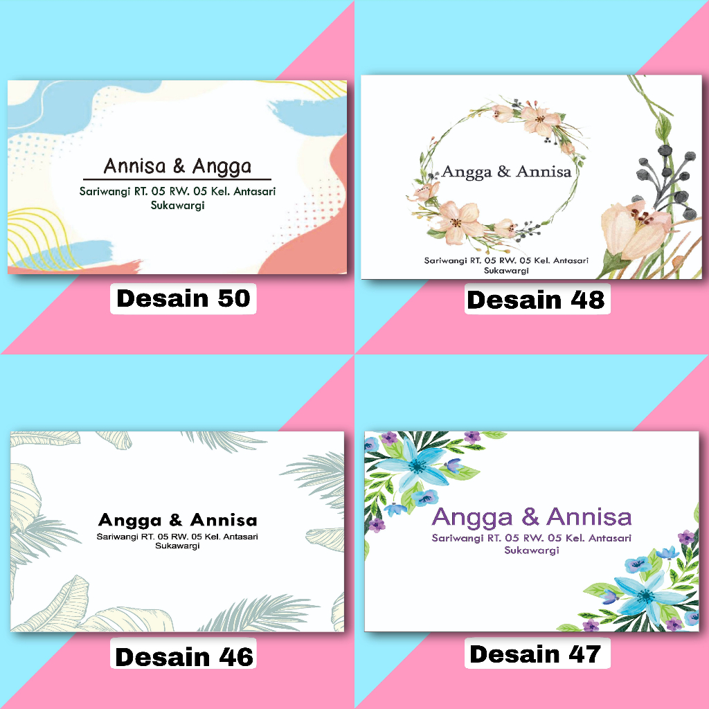 

50pcs Amplop Design Rustic Kondangan Custom Nama Dan Alamat