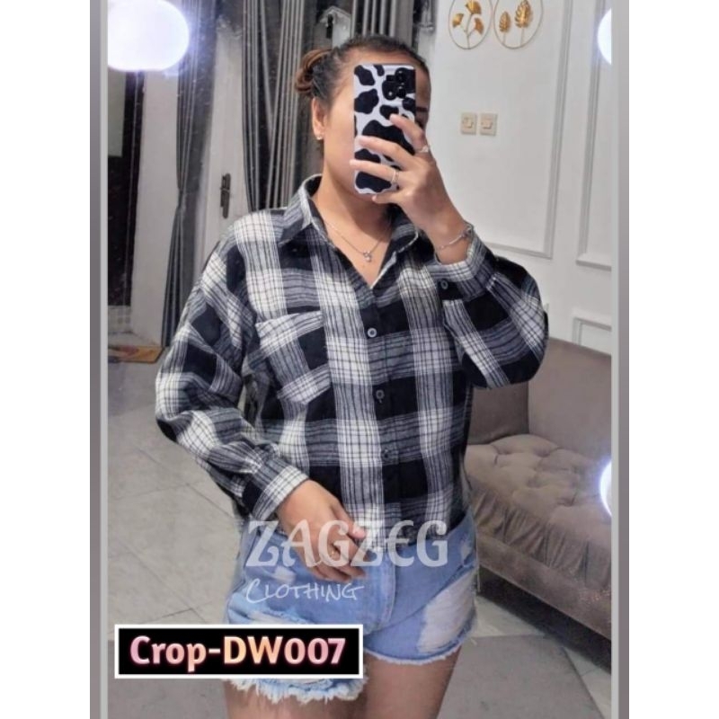 Atasan Kemeja Wanita Kemeja Crop Flanel Crop Wanita Outer Kemeja Batwing Tamara Kemeja Oversize Kemeja Flannel Kotak Kotak Kemeja Tartan Crop Top Murah