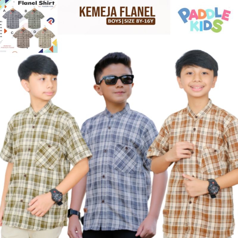 Baju Atasan Kemeja Flanel Anak/Remaja Laki-laki sz 8-16 by Paddlekids Motif Kotak-Kotak Bahan Katun 
