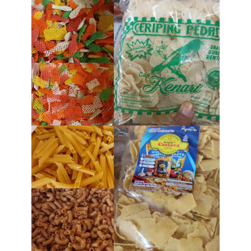 

Aneka krupuk mentah camilan dan lauk