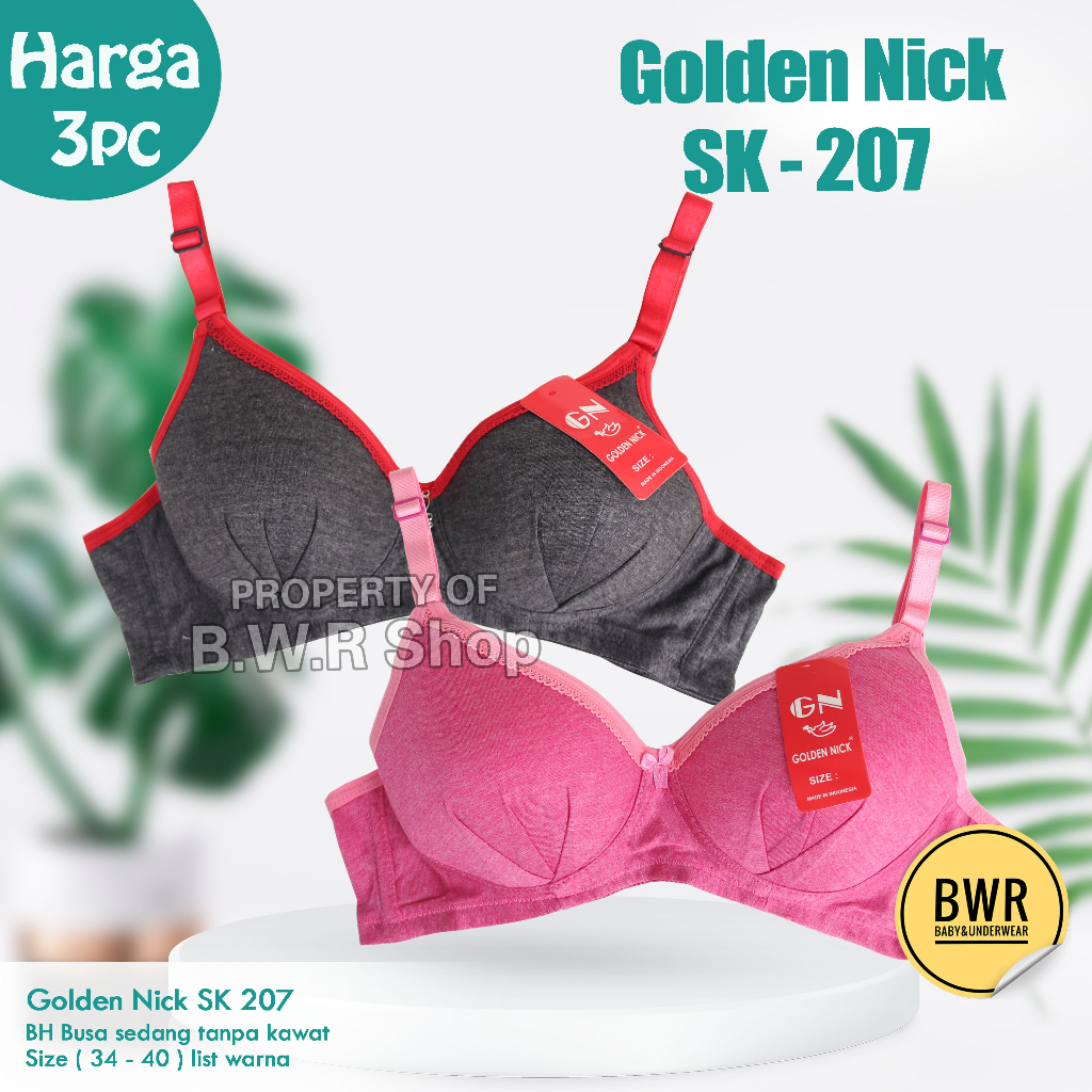 [ 1pc ] PROMO!! BH Bra Golden Nick SK 211 / SK-211  Tanpa Kawat Busa Sedang tanpa kawat list warna murah BH WANITA REMAJA | Bwr