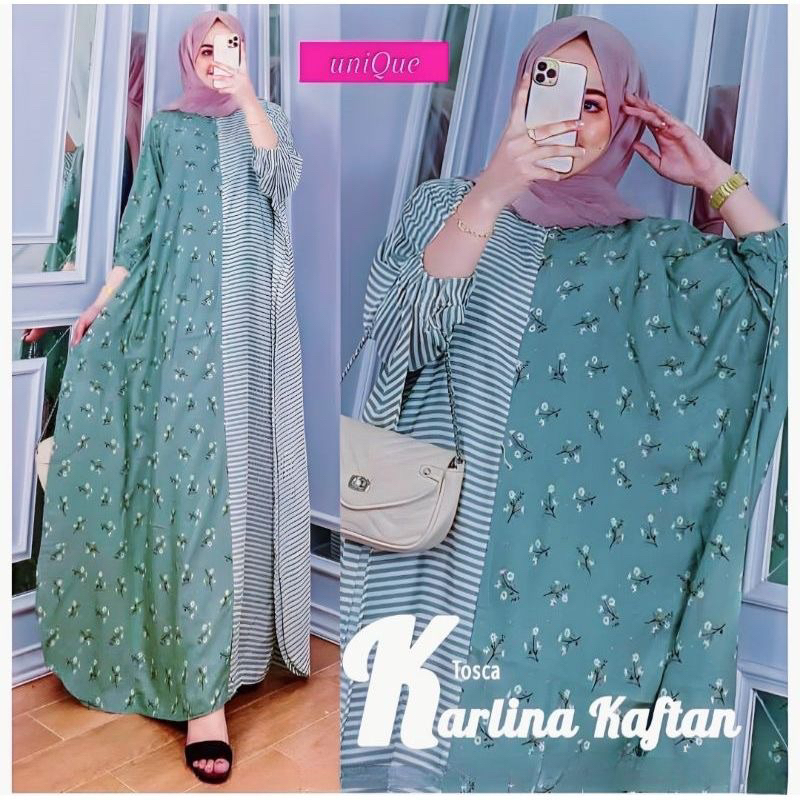 TERBARU GAMIS KAFTAN KARLINA UNIQUE BAHAN RAYON GRADE A HALUS ADEM GAMIS VIRAL BUSUI FRENDLY BISA COD BUNDA