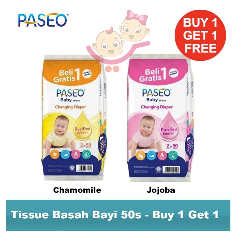 Paseo Baby Wipes Tissue Basah Bayi Paseo 50sheet BUY 1 GET 1