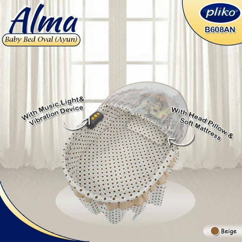 Pliko Bassinet Oval Baby Box Bed 608 AN Alma / Tempat Tidur Bayi