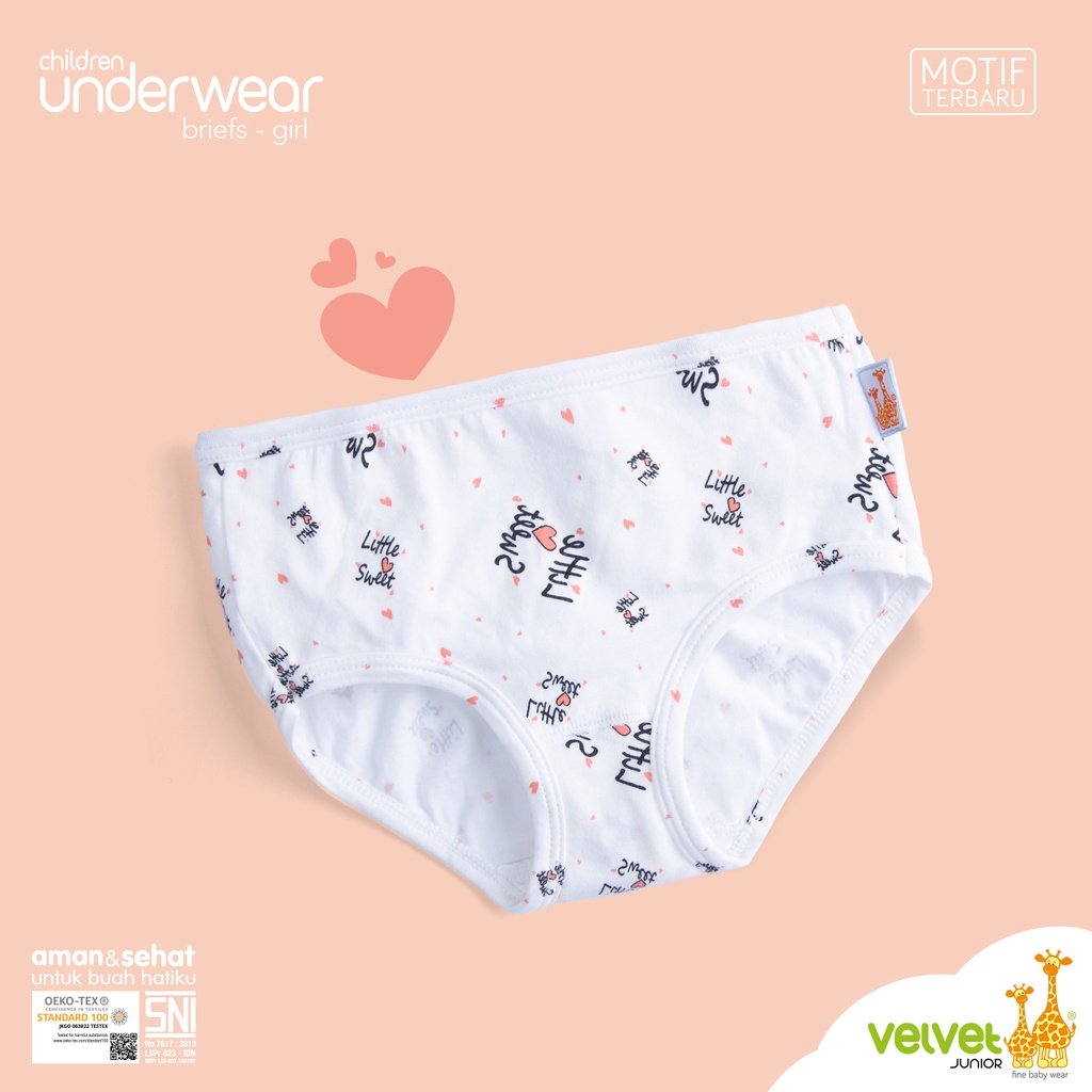 Velvet Junior UnderWear Celana Dalam Anak Perempuan Brief - isi 3 pcs